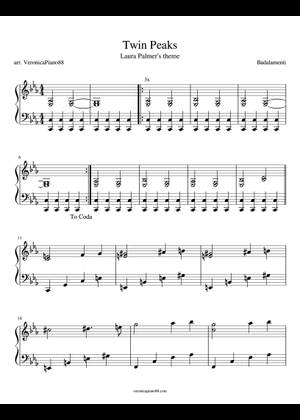 Twin peaks piano solo ツインピークス Twin peaks theme の公式楽譜を演奏する by Angelo Badalamenti ピアノ