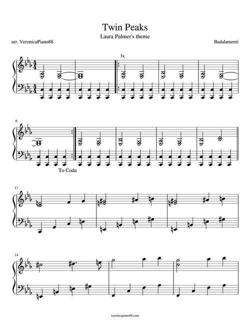 Laura Palmer's Theme (Arr. VeronicaPiano88) - Angelo Badalamenti (Piano Solo)
