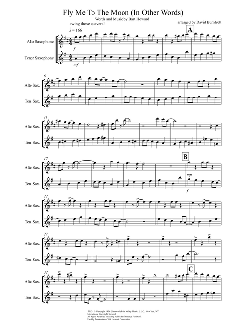 Fly Me To The Moon (In Other Words) (Arr. David Burndrett) - Tony Bennett (Instrumental Duet)