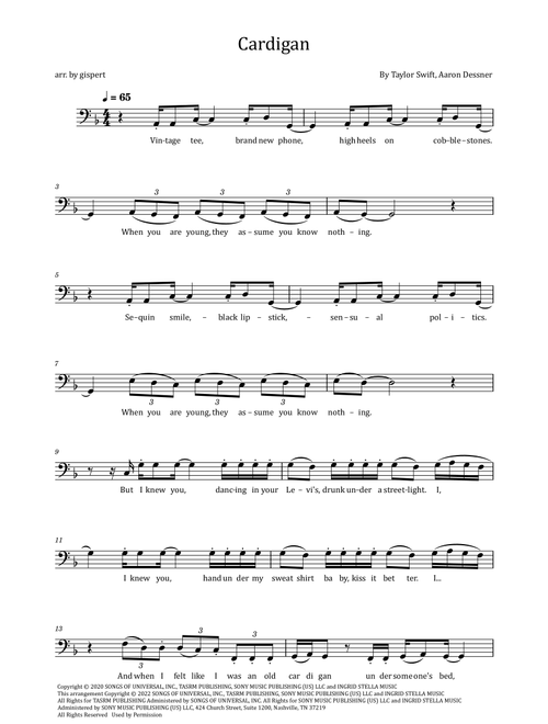 Cardigan (Arr. Gispert) - Taylor Swift (Cello Solo)