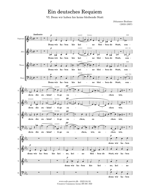 Ein deutsches Requiem, VI. Denn wir haben hie keine bleibende Statt - Brahms