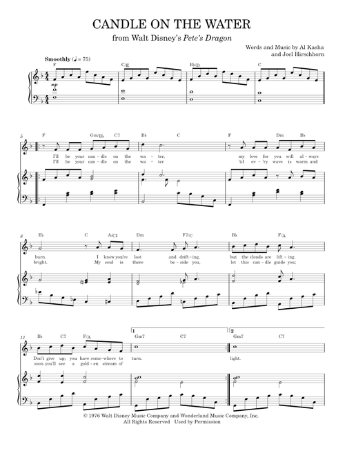 Candle on the water - Helen Reddy (Piano Vocal)