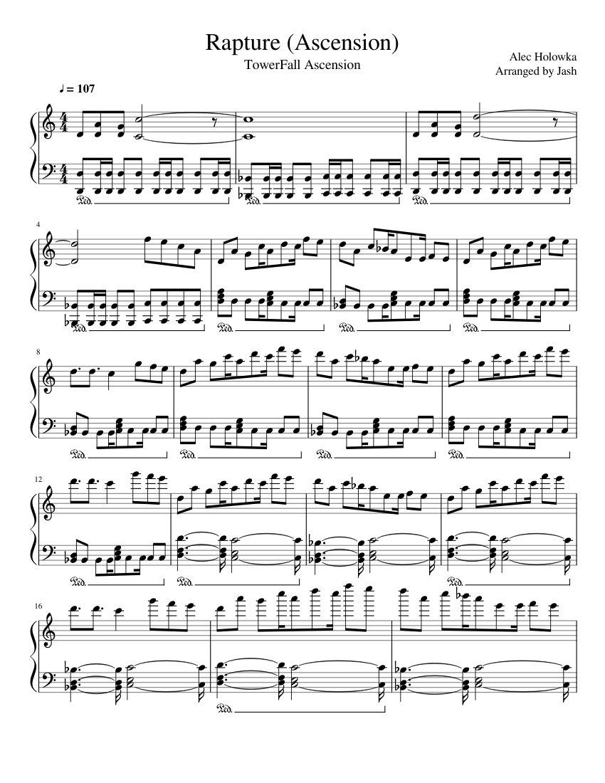 Rapture – Alec Holowka Sheet Music for Piano (Solo