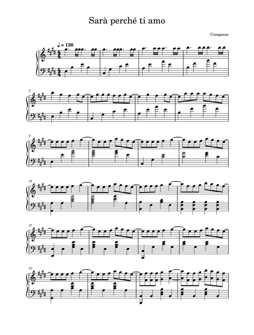 Sara Perche Ti Amo (Arr. Alberto Rinaldi Piano Covers) - Ricchi E Poveri (Piano Solo)
