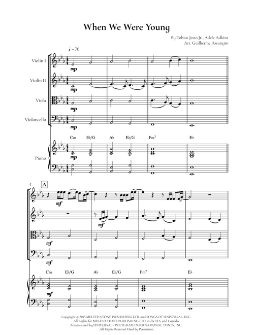 When We Were Young (Arr. Guilherme Assunção) - Adele (String Quartet)