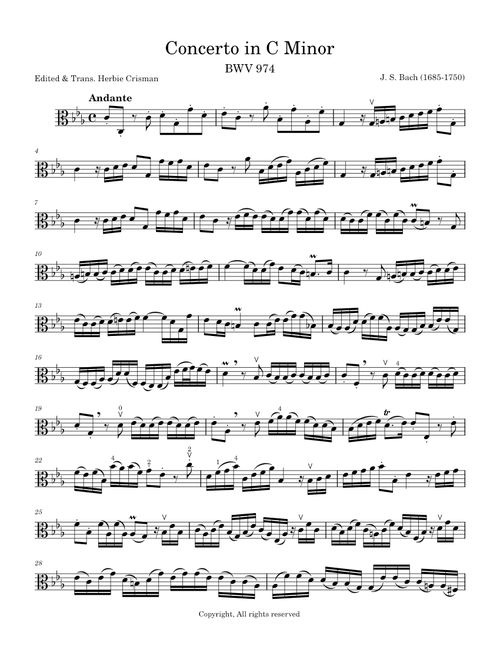 Concerto in D minor, BWV 974 – Johann Sebastian Bach