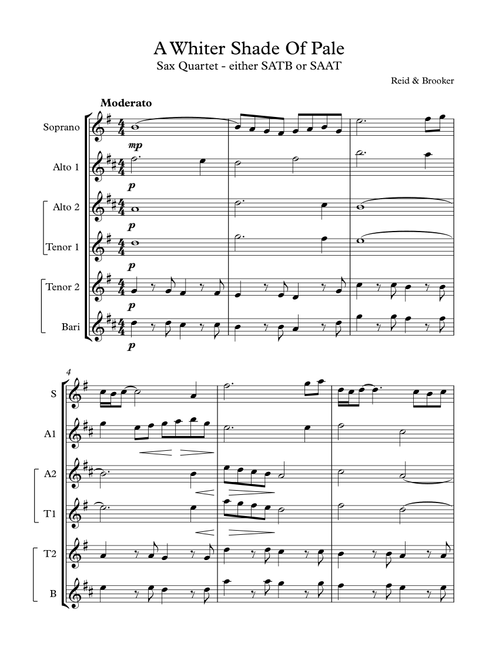 A Whiter Shade Of Pale (Arr. Phil Rawle) - Procol Harum (Woodwind Ensemble)