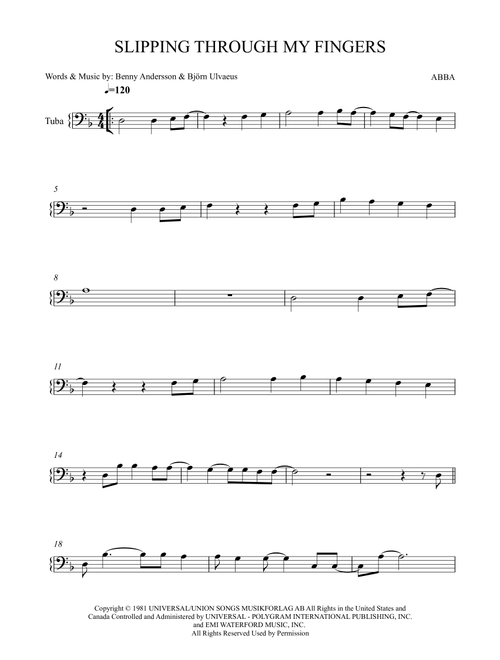 Slipping Through My Fingers (Arr. Karen Gueiros) - ABBA (Tuba Solo)
