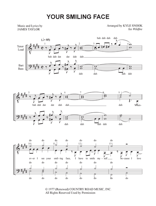 Your Smiling Face (Arr. Kyle Snook) - James Taylor (Barbershop Quartet)