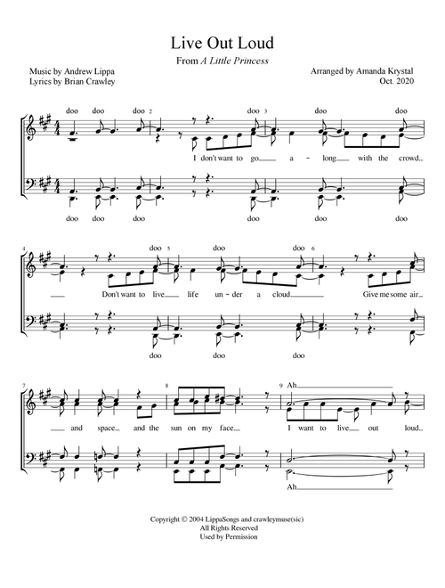 Live Out Loud (Arr. Amanda Krystal) - Andrew Lippa (Choral, SATB)