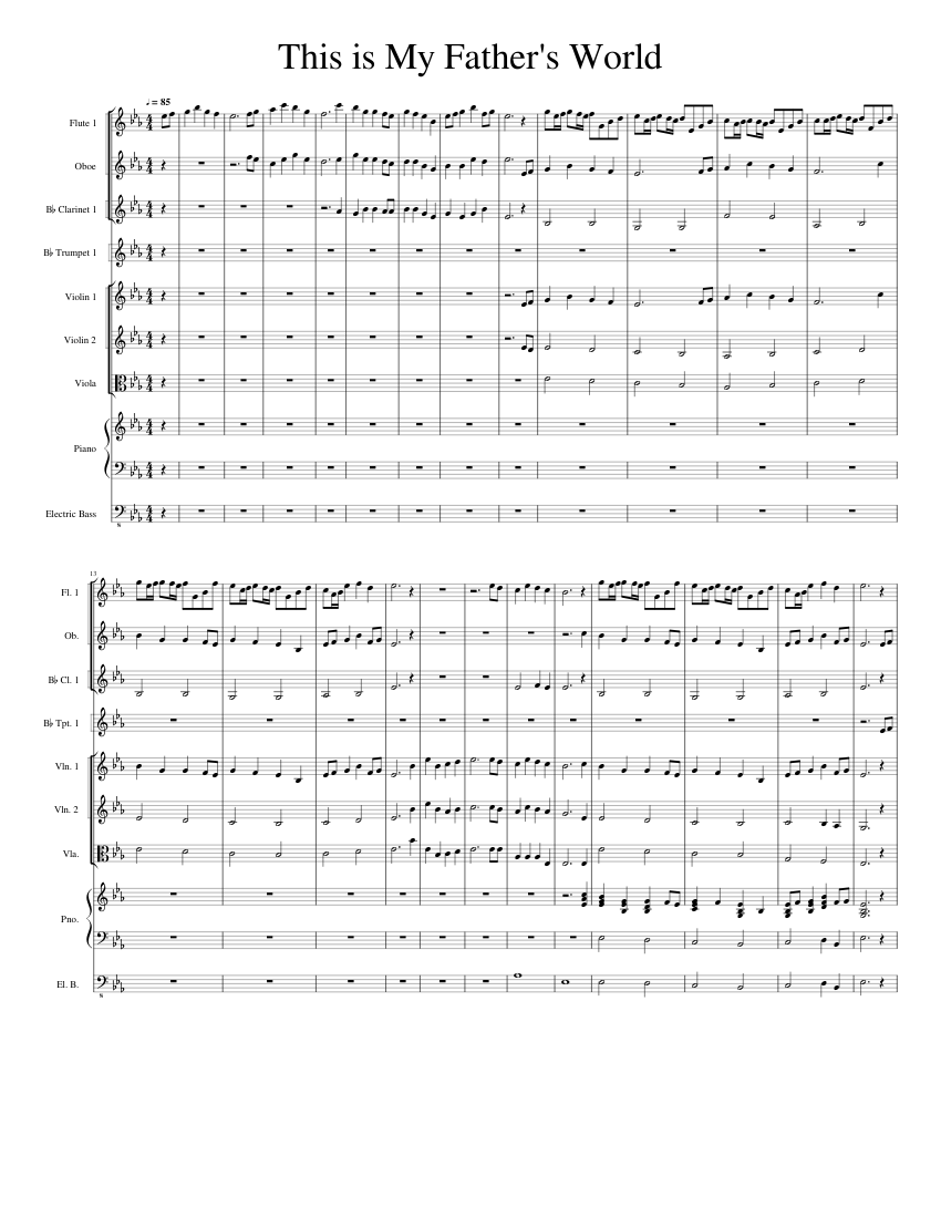 This is My Father's World Sheet Music for Piano, Flute, Oboe, Clarinet ...