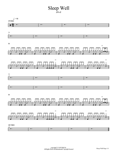 Sleep Well (Arr. COPYDRUM) - D4vd (Drums)