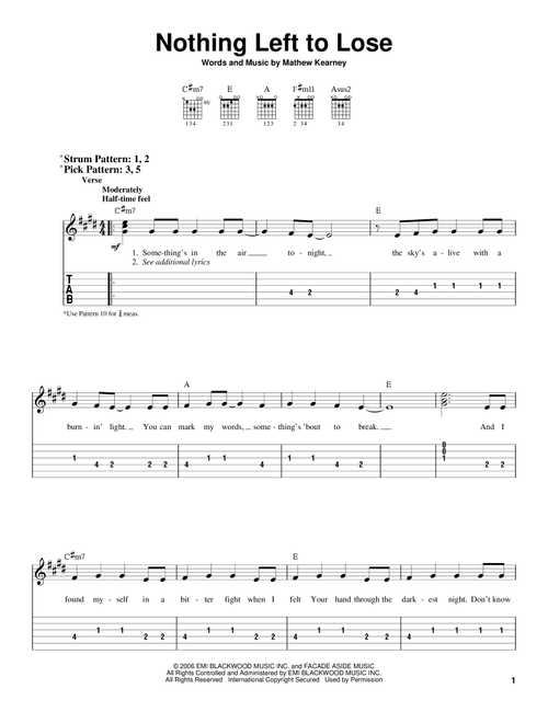 Nothing Left To Lose - Mat Kearney (Easy Guitar with TAB)