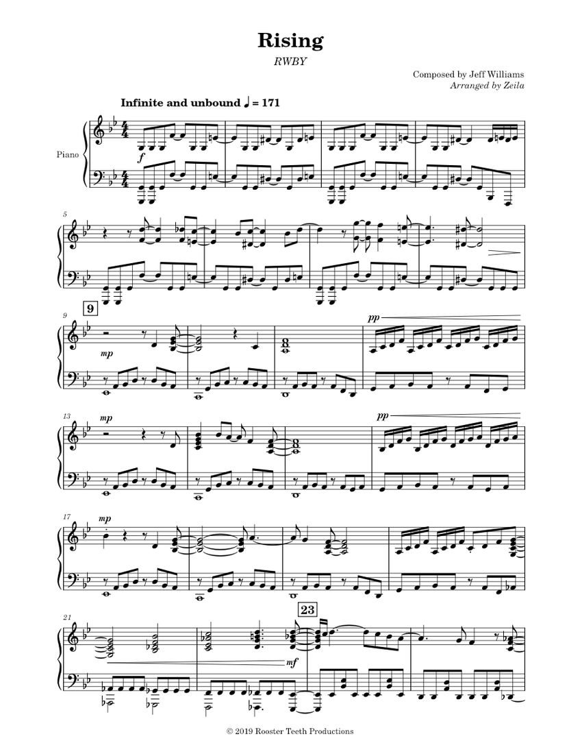 RWBY Rising Sheet music for Piano (Solo)