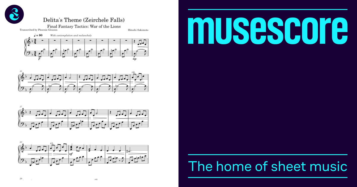 Delita's Theme (Zeirchele Falls) - Final Fantasy Tactics Sheet