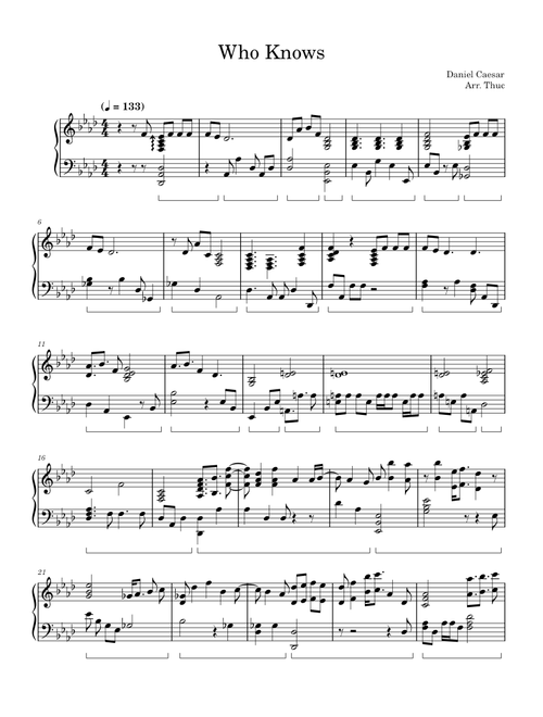 Who Knows – Daniel Caesar (Piano Solo) (Short Version)