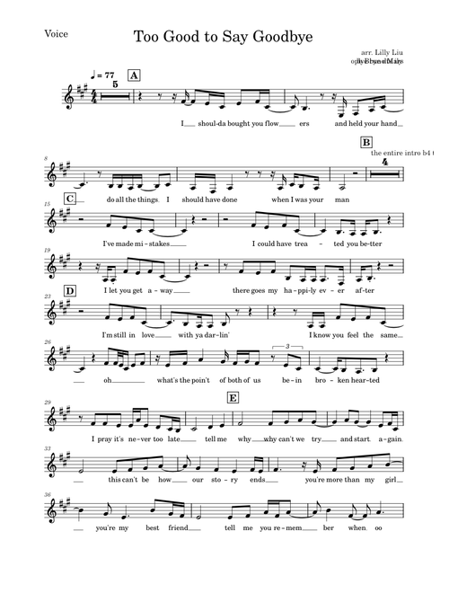 Too Good To Say Goodbye - Bruno Mars (solo)