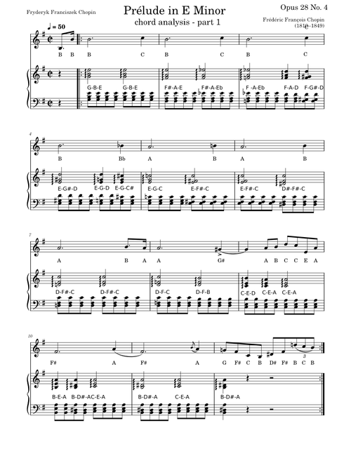 Chord Analysis - Chopin Prelude in E Minor ( Op.28 )