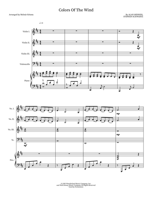 Colors Of The Wind (Arr. Molnár Kriszta) - Vanessa Williams (Orchestra)