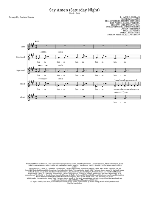 Say Amen (Saturday Night) (Arr. Addison Horner) - Panic! At The Disco (Choral)
