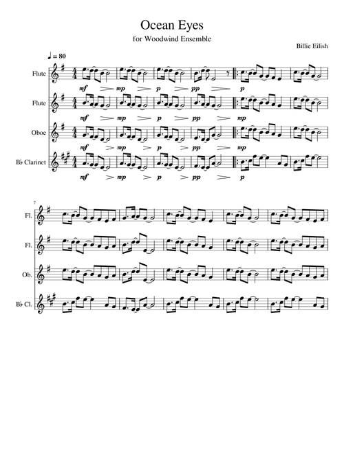 Ocean Eyes for Woodwind Ensemble