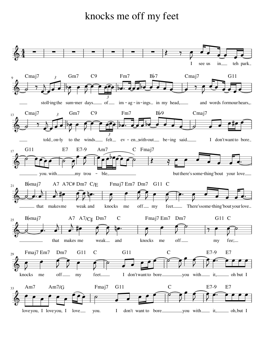 Knocks me off my feet - Stevie Wonder Sheet Music with Chords for ...