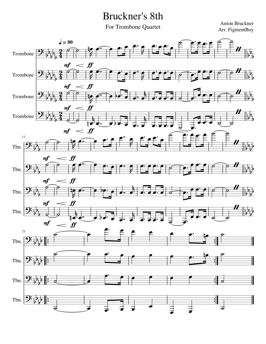 Bruckner Symphony No. 8 Finale Trombone Quartet Sheet music