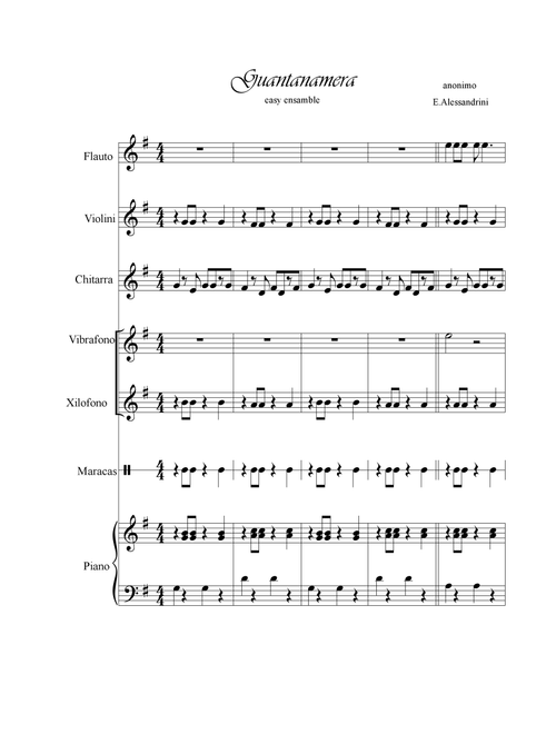 Guajira Guatanamera (Arr. Ester Alessandrini) - 101 String Orchestra (Small Ensemble)