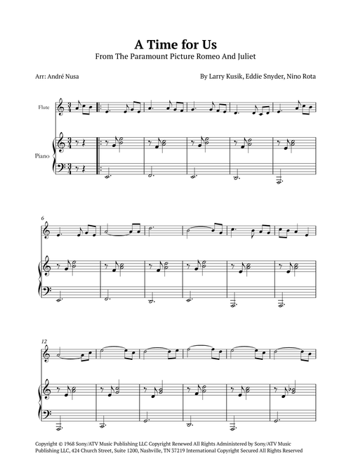 A Time For Us (love Theme) (Arr. André Nusa) - Nino Rota (Flute and Piano)