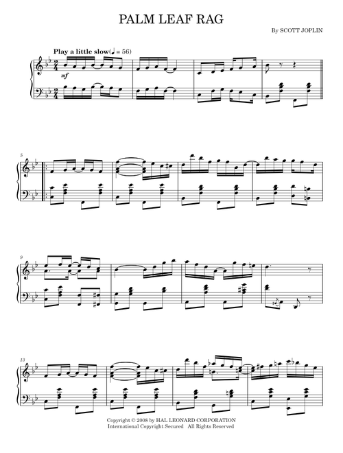 Palm Leaf Rag - Scott Joplin (Piano Solo)