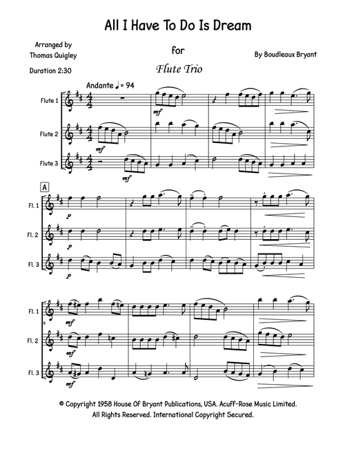 All I Have To Do Is Dream (Arr. Thomas Quigley) - Bobbie Gentry & Glen Campbell (Woodwind Ensemble)