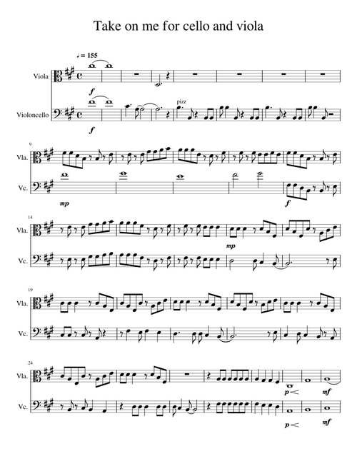 take on me – a-ha; for viola and cello