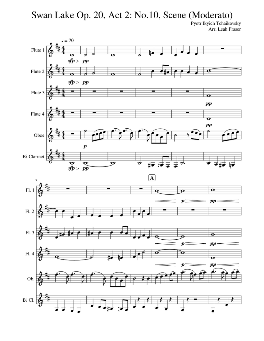 Swan Lake Op. 20, Act 2 No.10, Scene Moderato Sheet Music for