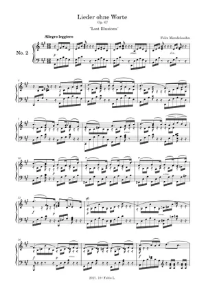 Lieder ohne Worte No.10 Op.30 No 4(無言歌10番) - Felix Lieder ohne Worte No.10 Op.30 No 4(無言歌10番) - Felix