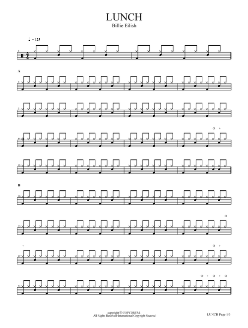 Lunch (Arr. COPYDRUM) - Billie Eilish (Drums)