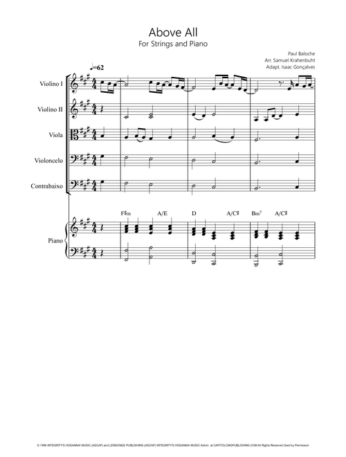Above All (Arr. Isaac Gonçalves) - Rebecca St. James (Small Ensemble)