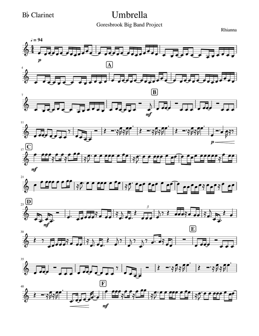 Umbrella Bb Sheet music for in bflat (Solo