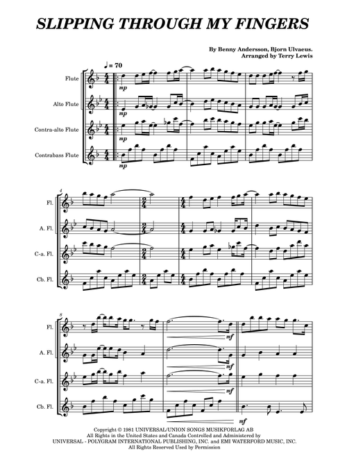 Slipping Through My Fingers (Arr. Terry Lewis) - ABBA (Woodwind Ensemble)