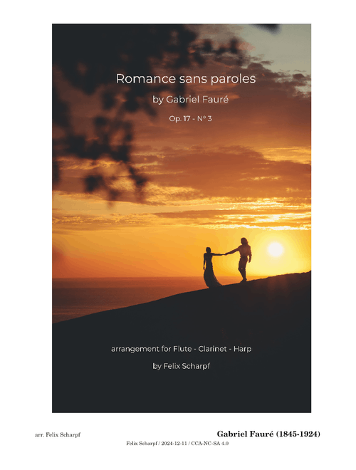 Romance sans paroles - Op. 17-N°3- Gabriel Fauré - arr. for Flute, Clarinet & Harp