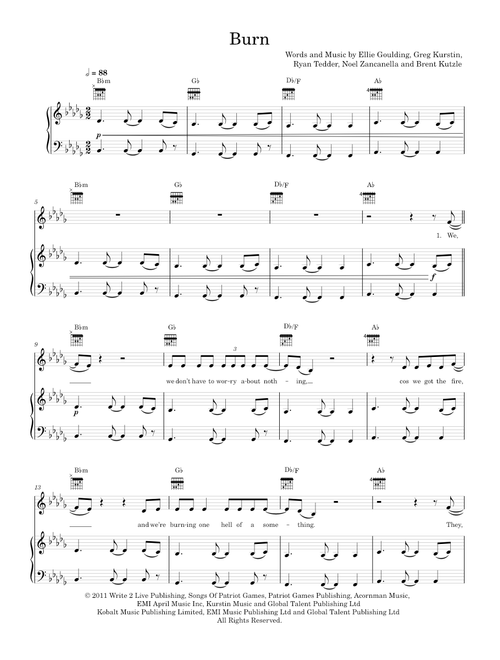 Burn - Ellie Goulding (Piano-Voice-Guitar)