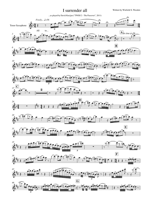 I surrender all (tenor sax) (Arr. David Kocijan) - Winfield S. Weeden (Tenor Sax Solo)