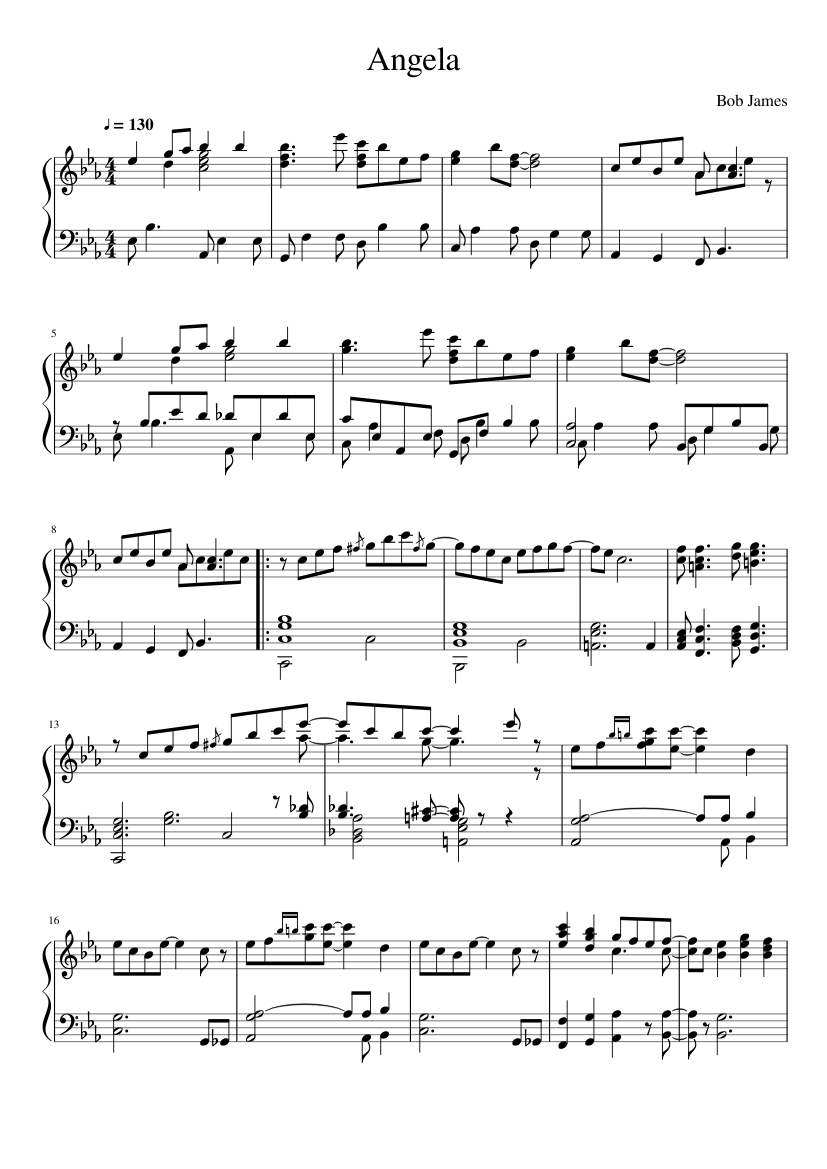 Confuso embarazada Giotto Dibondon Angela - Bob James (Theme from Taxi) Sheet music for Piano (Solo) |  Musescore.com