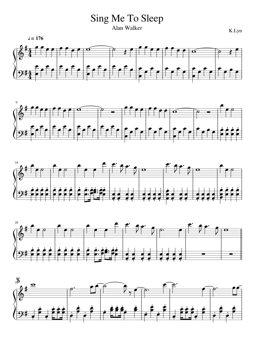 Onderzoek Meestal Portiek Sing Me to Sleep - Alan Walker Sheet music for Piano (Solo) | Musescore.com