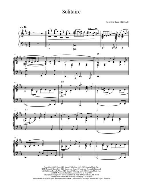 Solitaire (Arr. Roger da Luz) - Clay Aiken (Piano Solo)