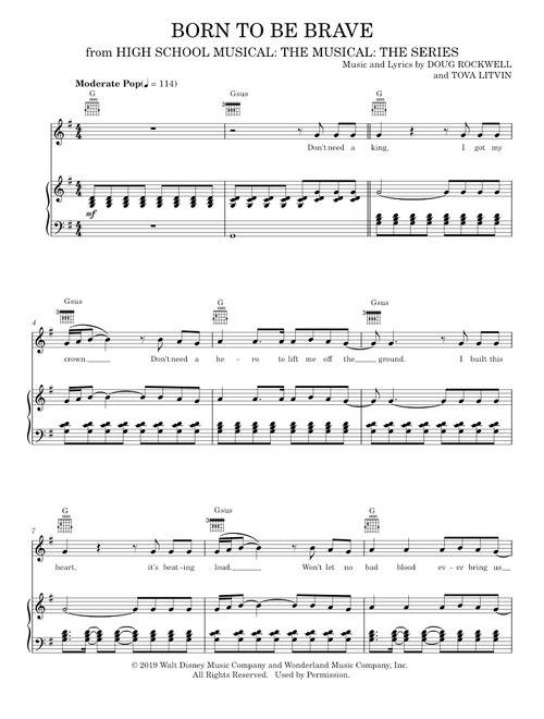 Born To Be Brave (from High School Musical: The Musical: The Series) - Cast of High School Musical: (Piano-Vocal-Guitar)