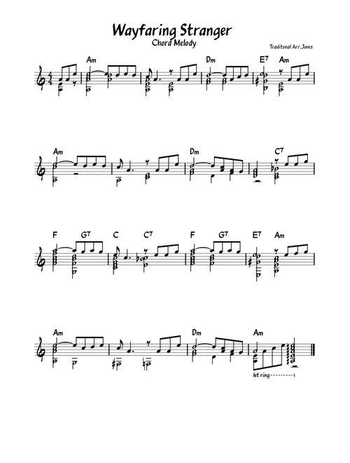 Wayfaring Stranger (Chord Melody) – Southern American Folk Hymn/Arr.Jones