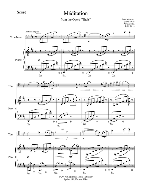 "Méditation" from the opera Thaïs (Arr. E. E. Biggs) - Jules Massenet (Trombone Solo)