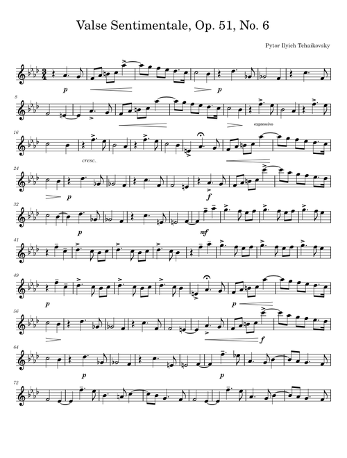 Valse Sentimentale, Op. 51, No. 6 – Pyotr Ilyich Tchaikovsky