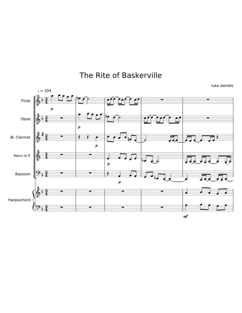 The Rite of Baskerville Sheet music for Harpsichord, Flute, Oboe ...