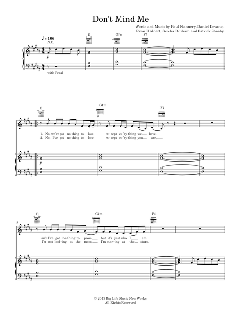 Don't Mind Me - Walking On Cars (Piano-Voice-Guitar)